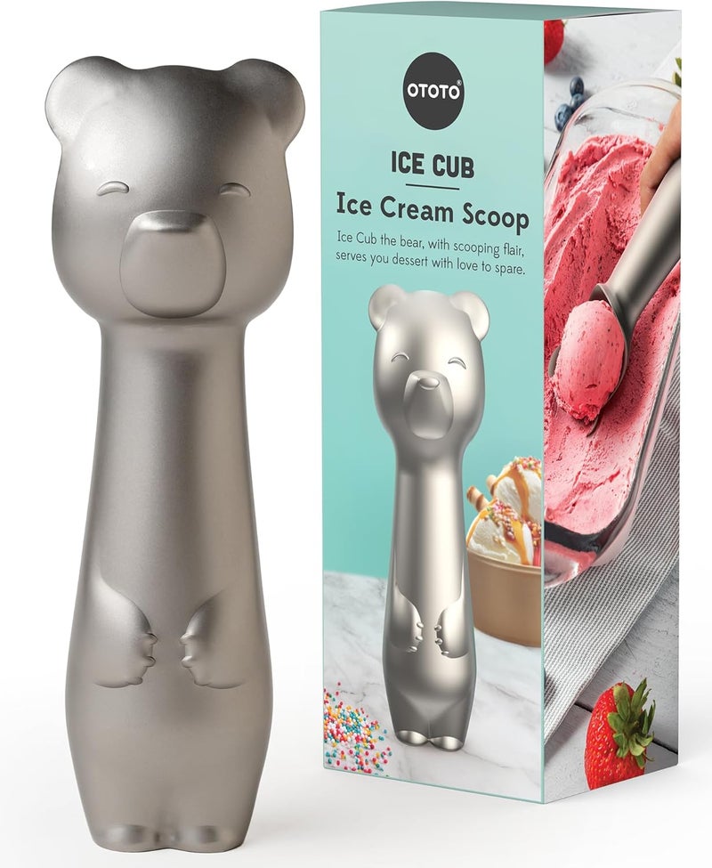 OTOTO Ice Cub Bear Ice Cream Scoop - Cool Kitchen Gadgets, White Elephant Gifts, Cute Kitchen Accessories, Funny Gifts, Stainless Steel Ice Cream Scooper, Cookie Dough Scoop, Cookie Scoop (Silver) - Image 1